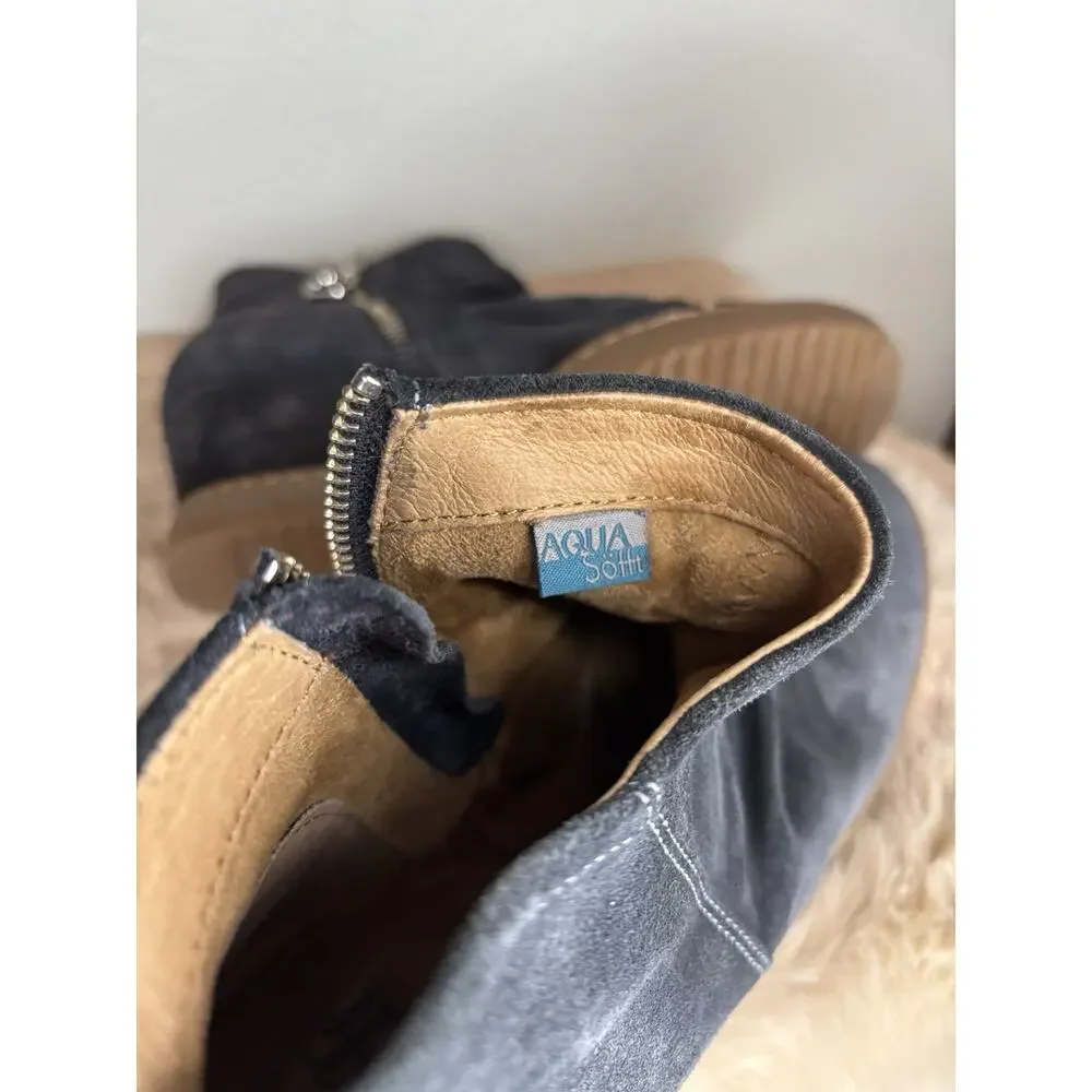 Sofft Siri Suede Waterproof Wedge Heel‎ Boot in Dark Blue Size 8.5